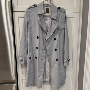 GAP Navy and White Striped Trench Coat size small